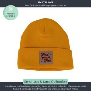 Find Your Fire” Yellow Beanie Hat – Knit Cuffed Winter Cap